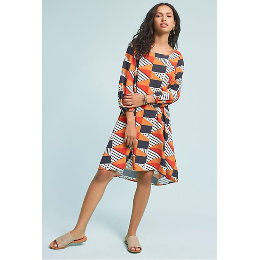 EUC ANTHRO The Odells Triangles and Dots Dress size small